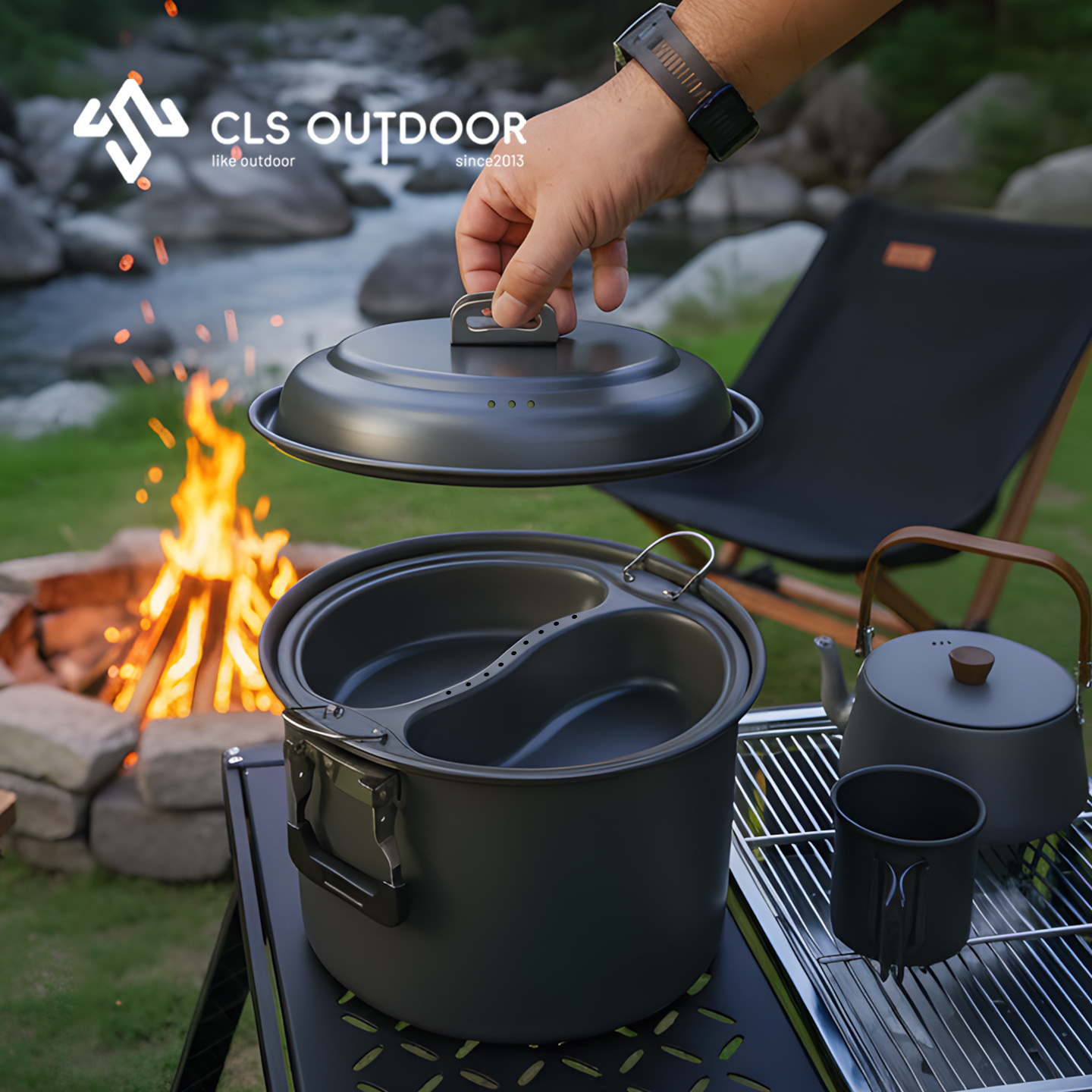 Camping Cooking Pot Large - Zestaw garnków do gotowania na parze