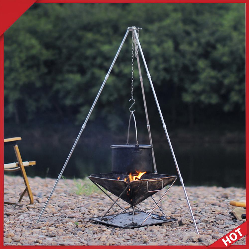 Camping Cooking Pot Tripod - Przenośny, rozkładany statyw do gotowania na