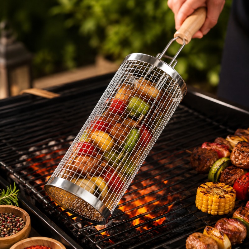 Camping Cooking Grill - Zestaw okrągłych koszy do grillowania ze