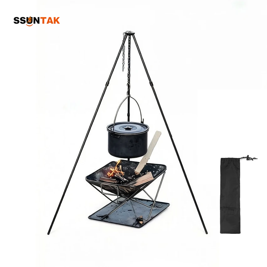 Camping Cooking Pot Tripod - SSUNTAK Przenośny, odłączany trójnóg do grillowania