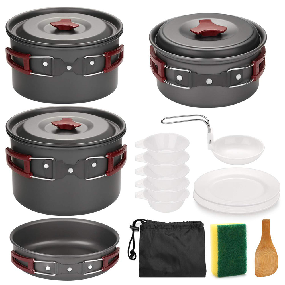Camping Cooking Set Lightweight - Zestaw naczyń kempingowych na zewnątrz Nieprzywierające