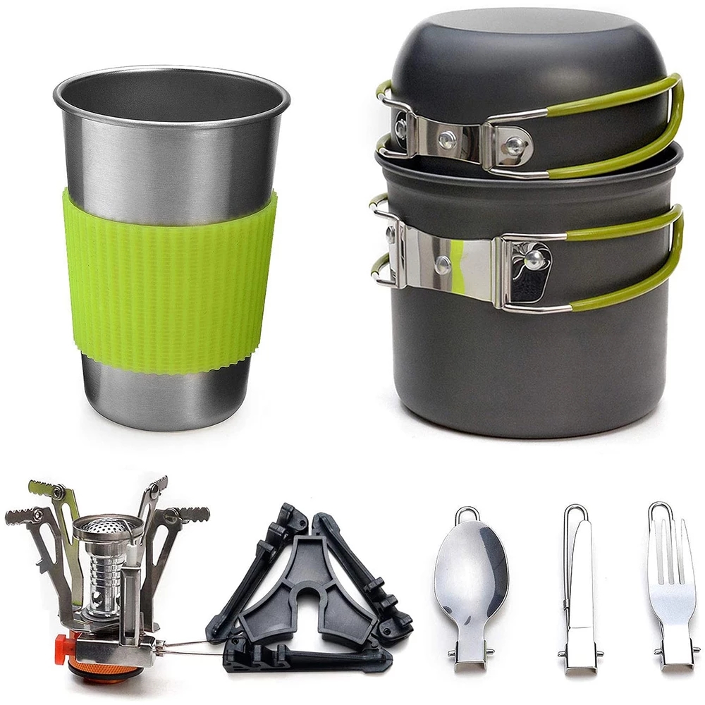 Camping Cooking Essentials - Zestaw naczyń kempingowych z kuchenką Zestaw