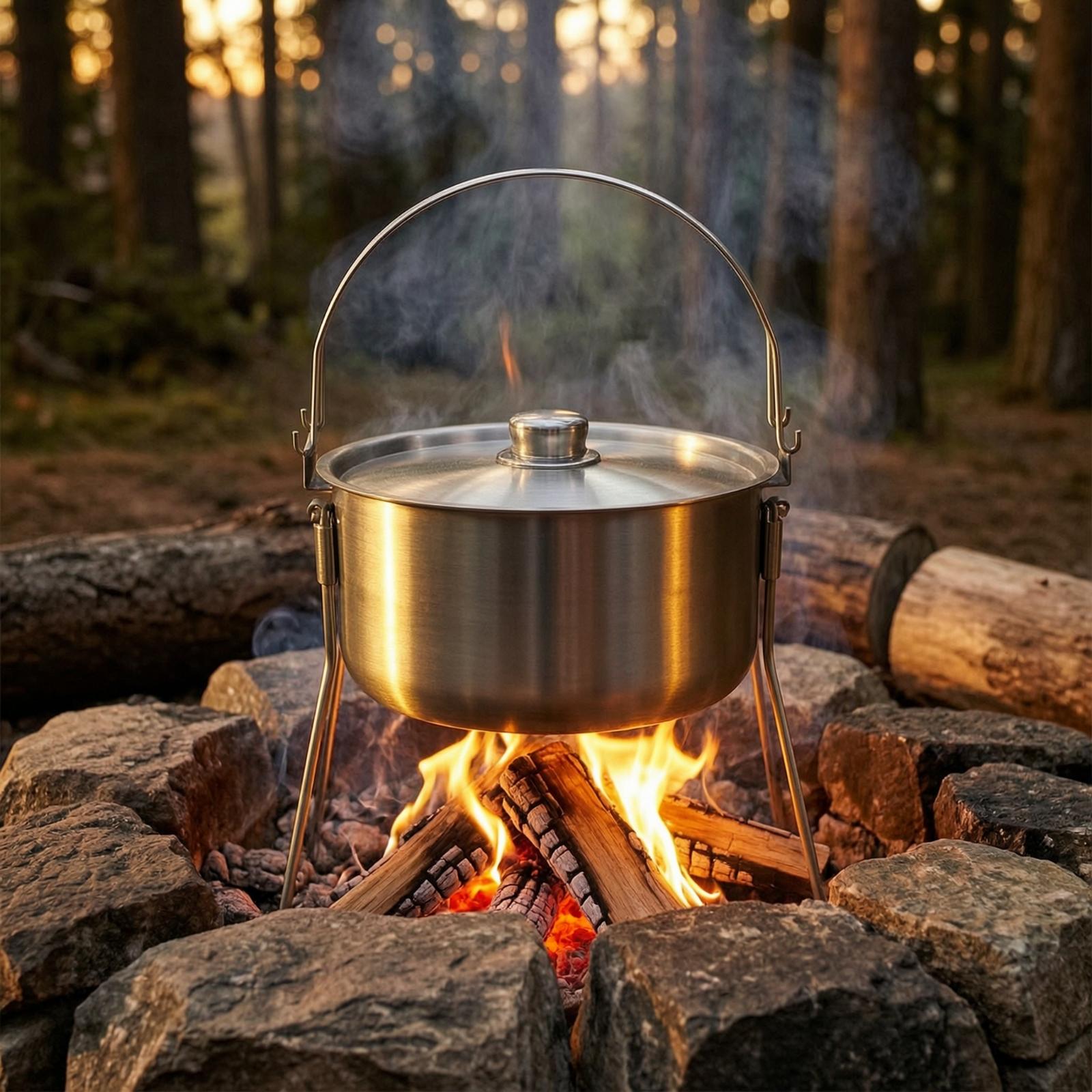 Garnek z ramą trójnogiem, ze s – Camping Cooking Pot Tripod recenzja i cena