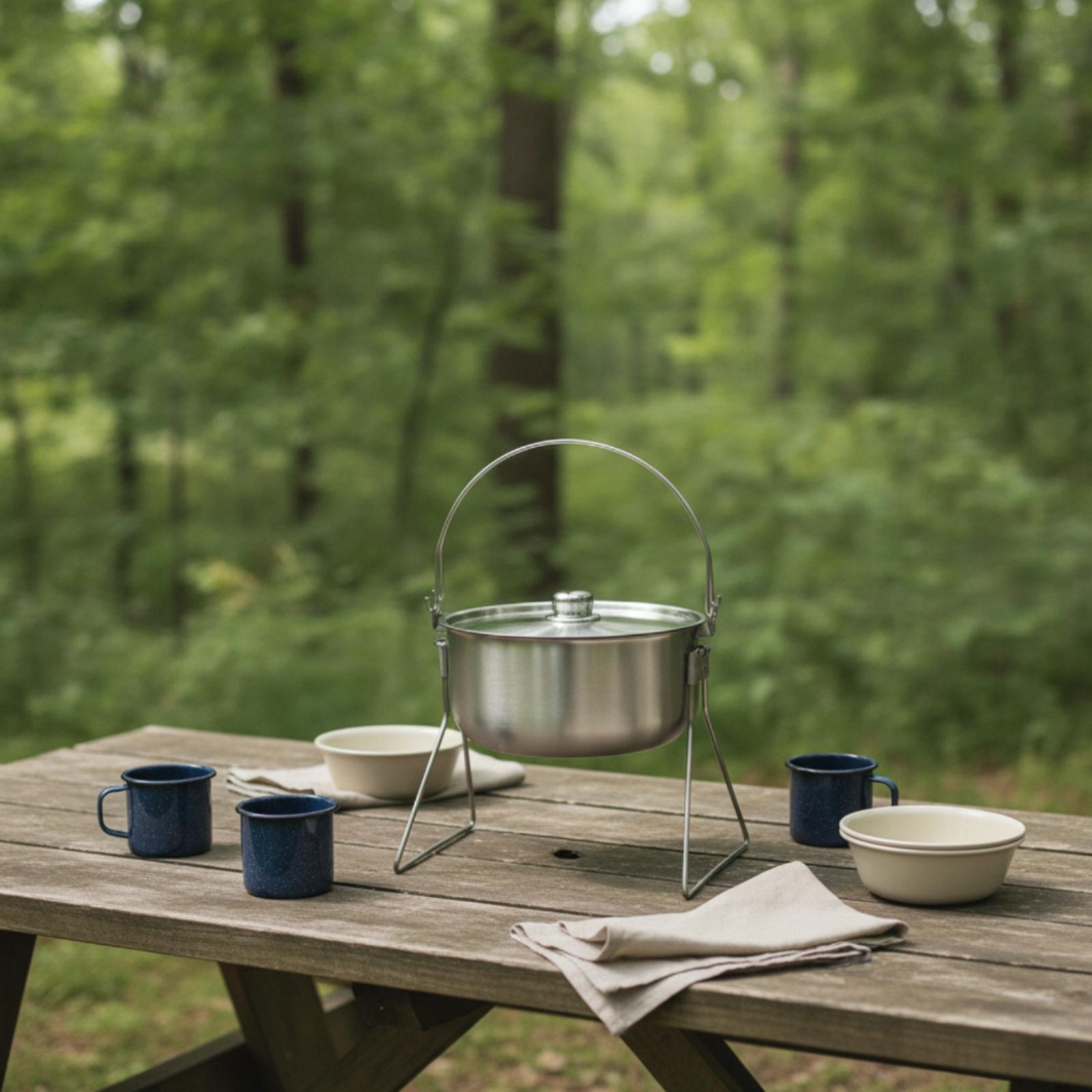 Garnek z ramą trójnogiem, ze s – Camping Cooking Pot Tripod recenzja i cena