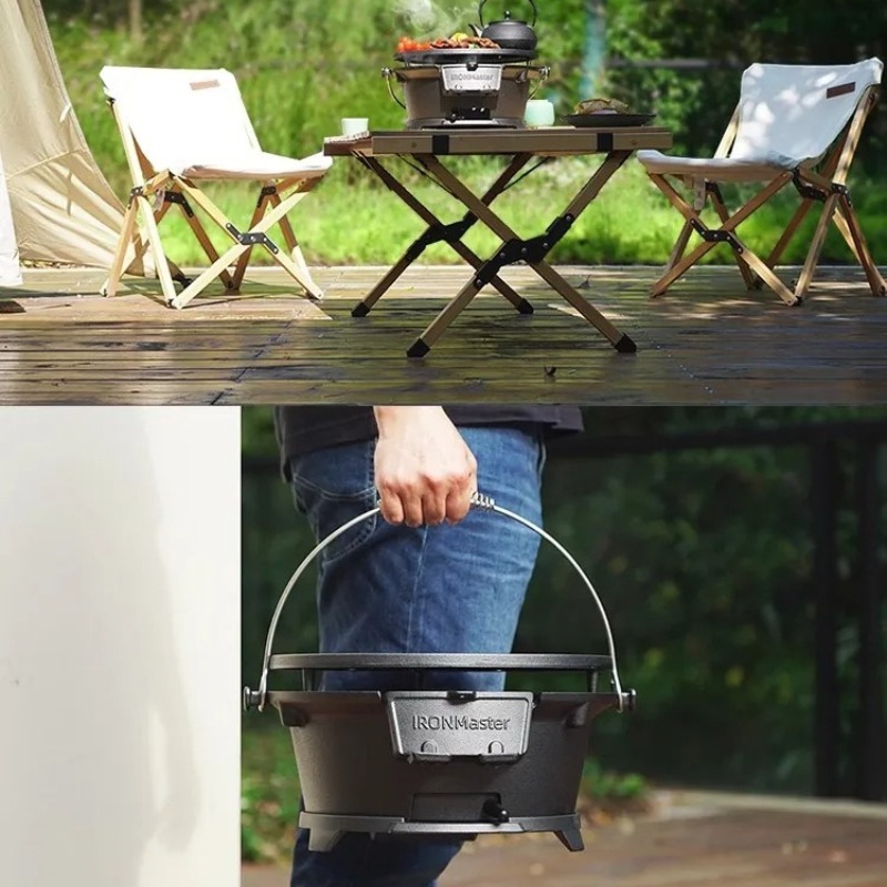 Okrągły grill węglowy, żeliwny – Camping Cooking Cast Iron recenzja i cena